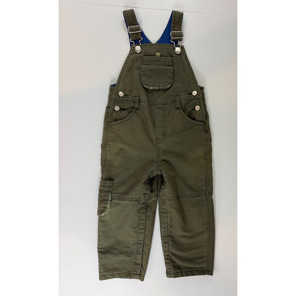 Gymboree Toddler Overalls Olive Green Lined Utility Carpenter Snap Leg 18-24 Mos